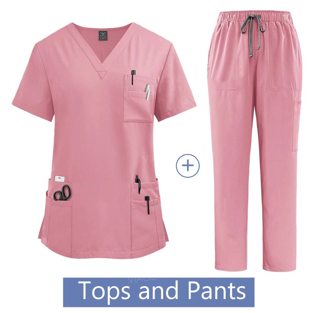 Medical Suit for Women Surgical Gown Lab Coat with Pockets Dental Scrub