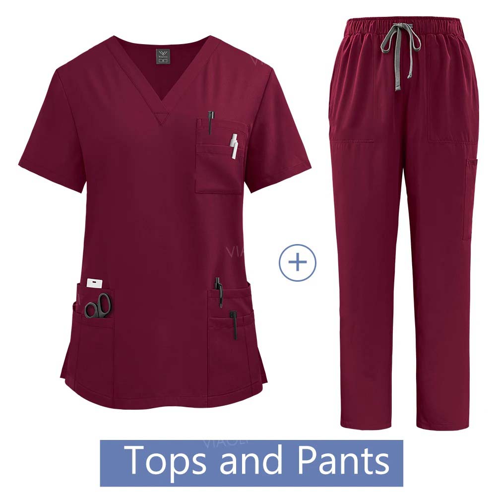 Medical Suit for Women Surgical Gown Lab Coat with Pockets Dental Scrub