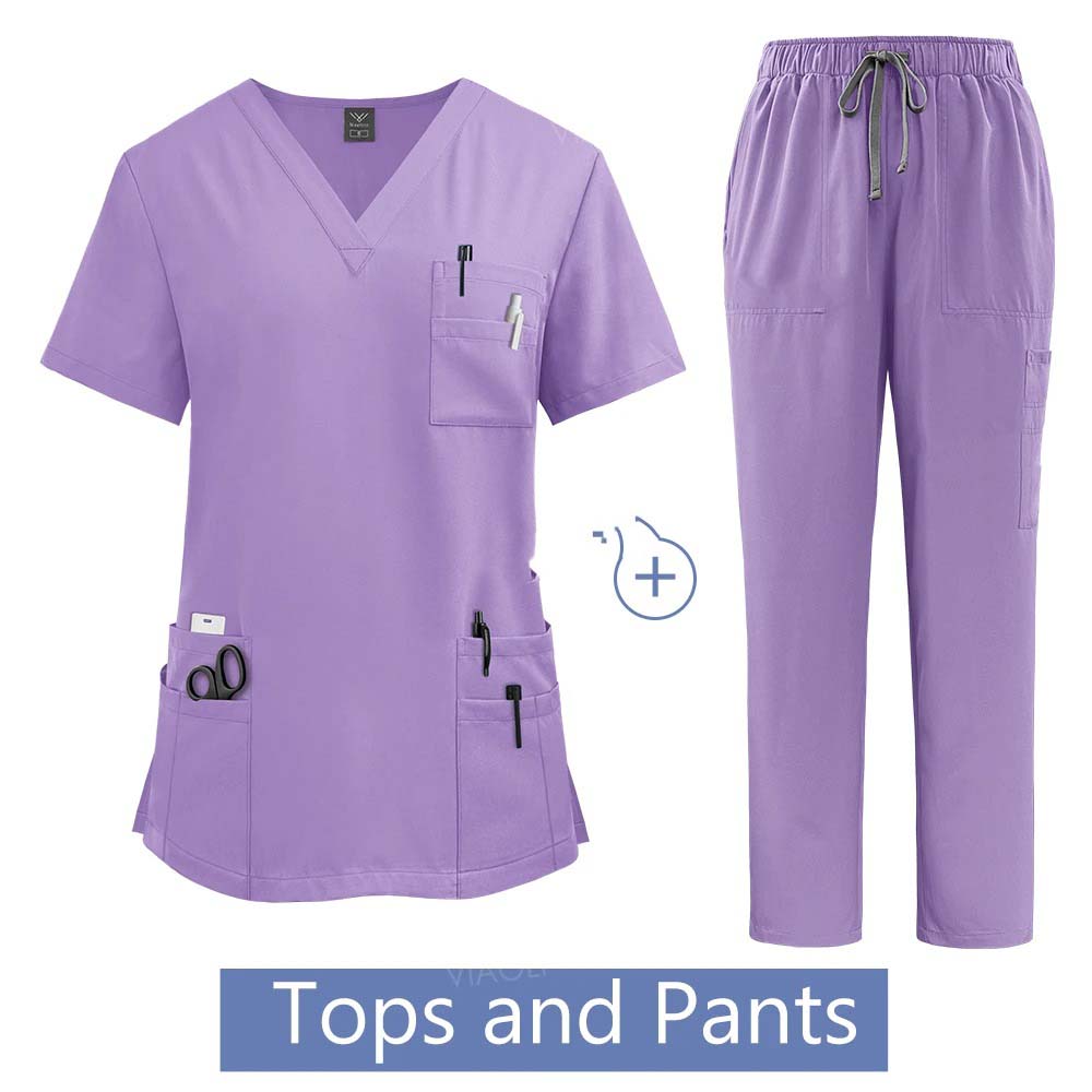 Medical Suit for Women Surgical Gown Lab Coat with Pockets Dental Scrub