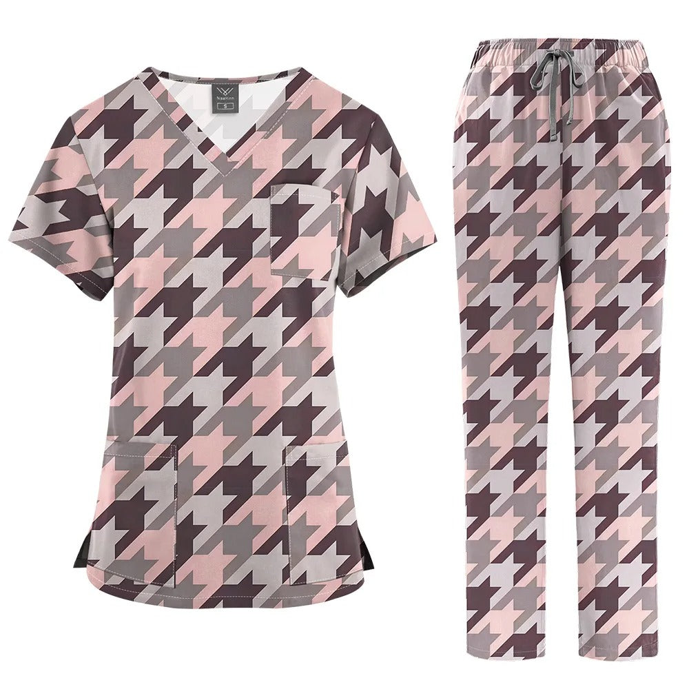 Fashion Print Medical Uniforms Cartoon Hospital Scrubs Sets