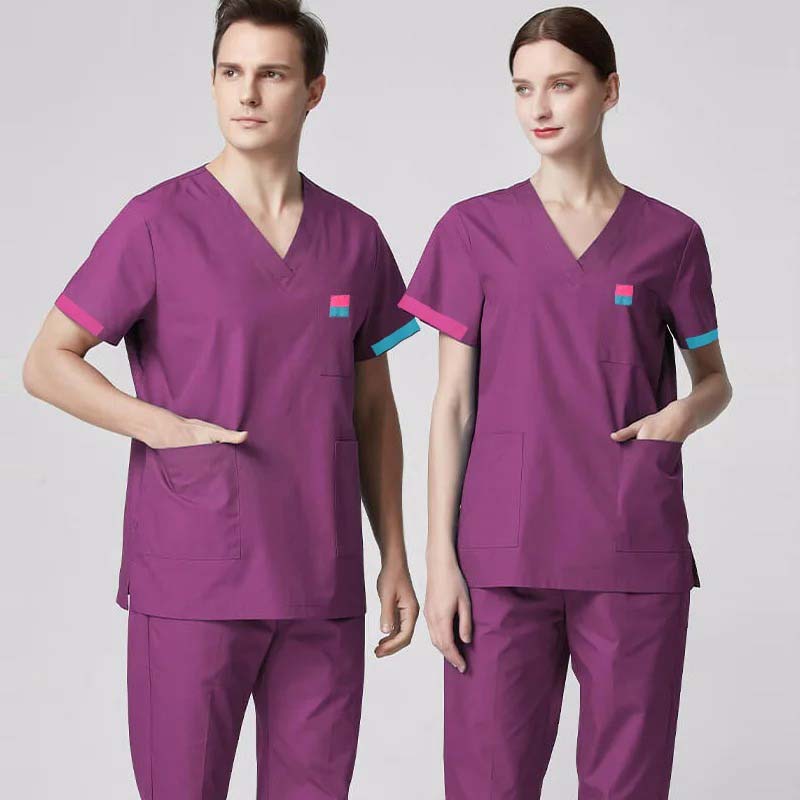 Medical Uniforms Men Scrub Top Cotton Short Sleeve Nursing Clothes Doctor