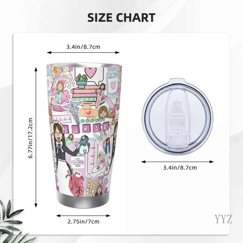Nurse Pattern Tumbler Vacuum Insulated Thermal Cup Vacuum Flask School Mugs Water Bottle