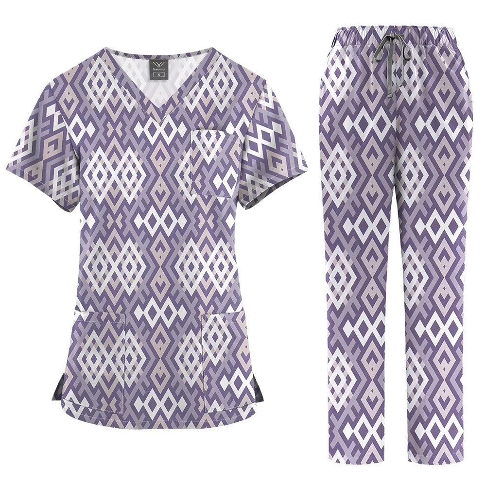 Fashion Print Medical Uniforms Cartoon Hospital Scrubs Sets