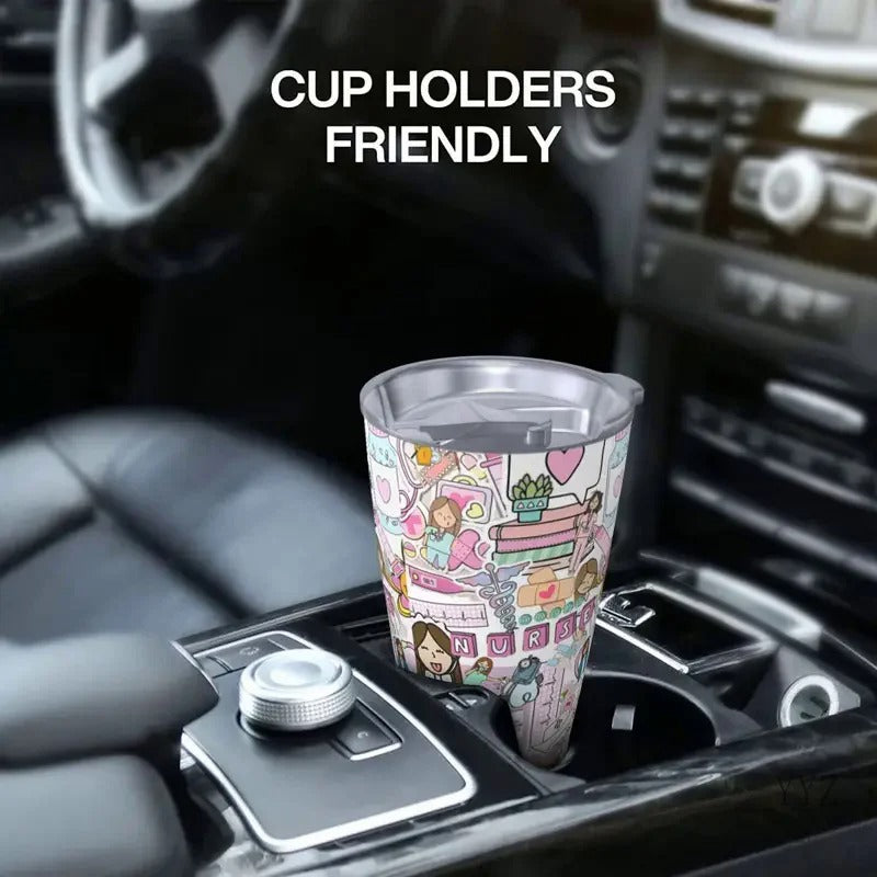 Nurse Pattern Tumbler Vacuum Insulated Thermal Cup Vacuum Flask School Mugs Water Bottle