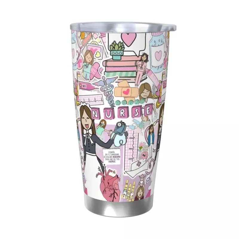 Nurse Pattern Tumbler Vacuum Insulated Thermal Cup Vacuum Flask School Mugs Water Bottle