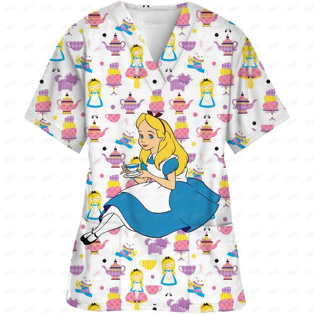Women Hospital Accessories Doctor Nurse Surgery Scrubs Tops