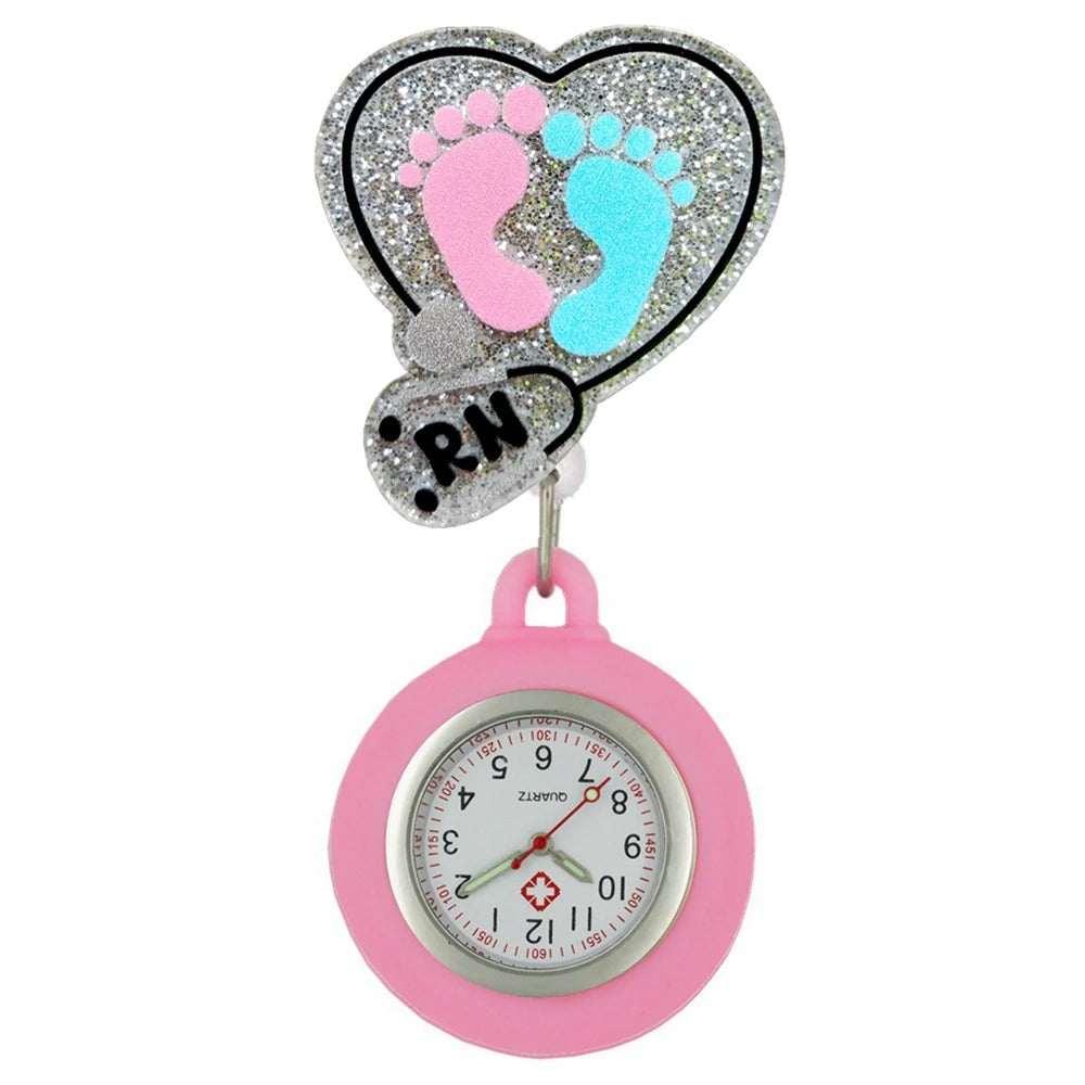 10pcs/Lot Cute Cartoon Shiny Nurse Doctor Pocket Watches Unisex Badge Reel