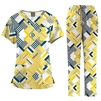 Fashion Print Medical Uniforms Cartoon Hospital Scrubs Sets