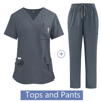 Medical Suit for Women Surgical Gown Lab Coat with Pockets Dental Scrub
