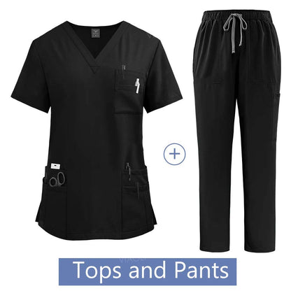 Medical Suit for Women Surgical Gown Lab Coat with Pockets Dental Scrub