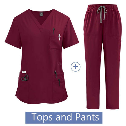 Medical Suit for Women Surgical Gown Lab Coat with Pockets Dental Scrub