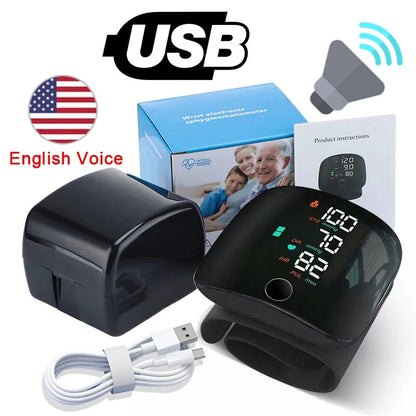 Rechargeable Wrist Sphygmomanometer Blood Pressure Monitor Medical