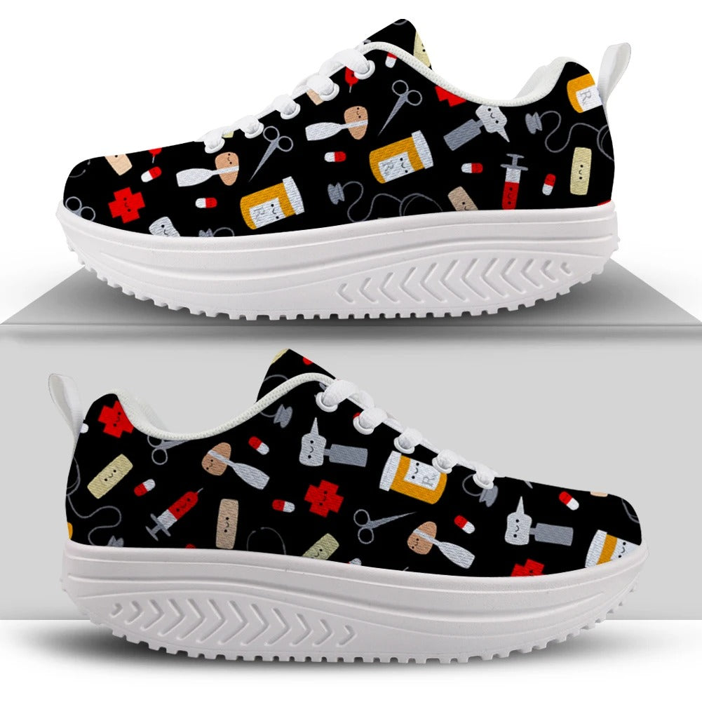 Cute Cartoon Nurse Pattern Running Shoes for Women