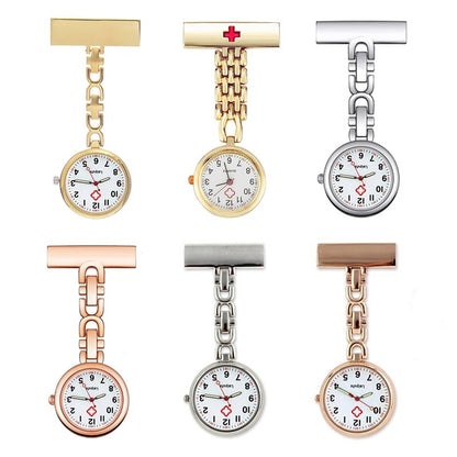 Luminous Nurse Pocket Watch Stainless Steel Lapel Quartz Movement