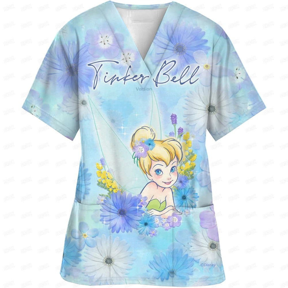 High-quality Disney Print Top Accessories Doctors Medical Uniform Hospital Nurse Beauty Salon Scrubs