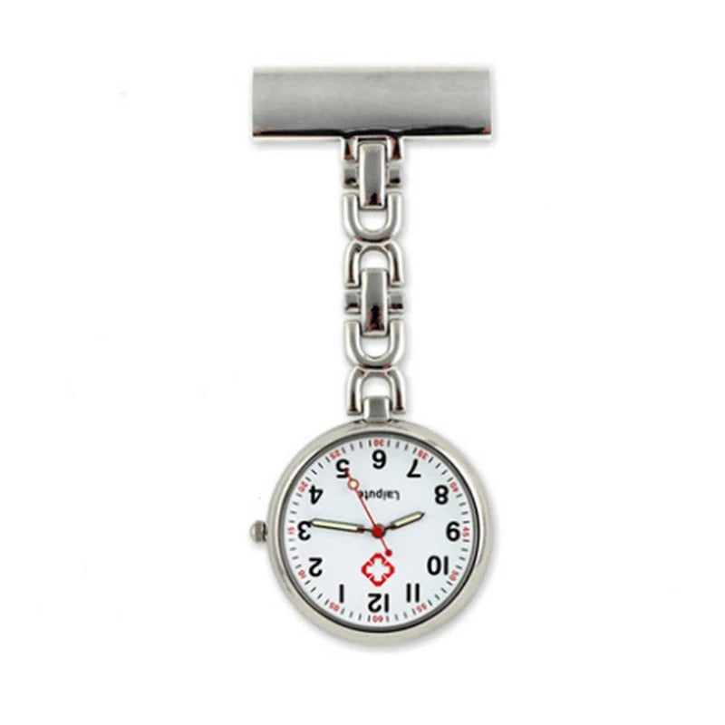 Luminous Nurse Pocket Watch Stainless Steel Lapel Quartz Movement