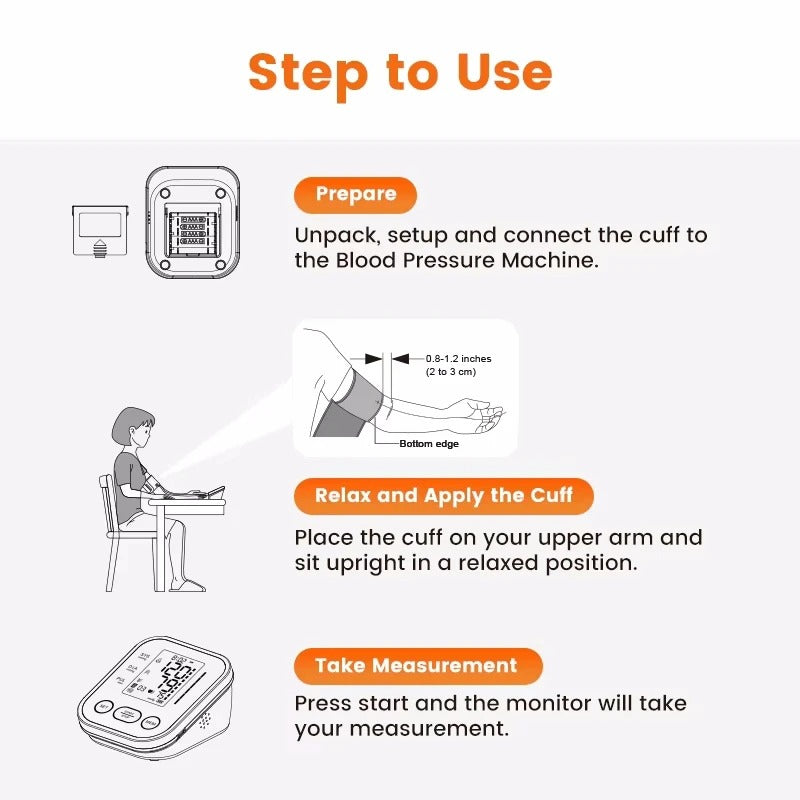 Sinocare Upper Arm Automatic Blood Pressure Monitor Portable Digital BP Sphygmomanometer