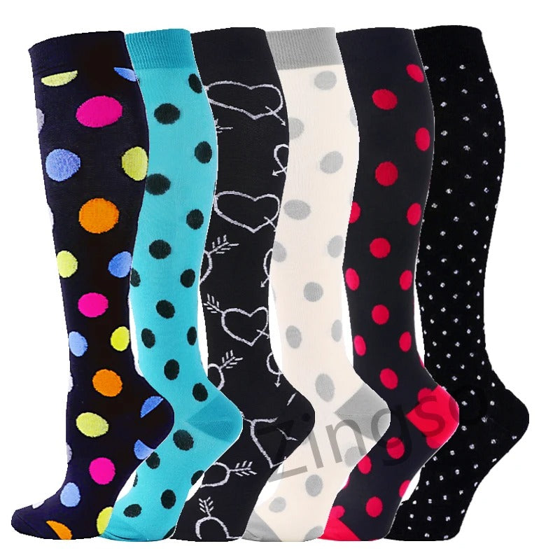 PR 6/7 Pairs Compression Socks Women Men Knee High Sports Socks for Running