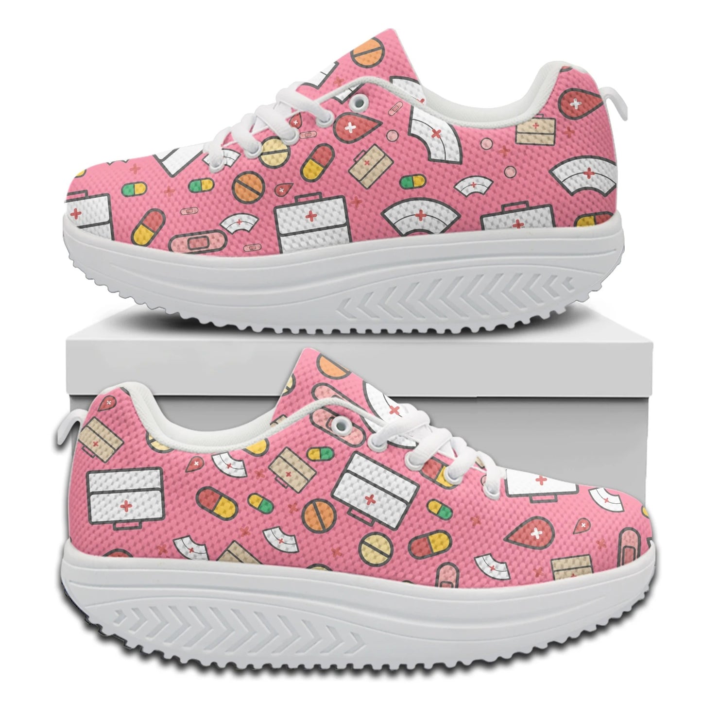 Cute Cartoon Nurse Pattern Running Shoes for Women