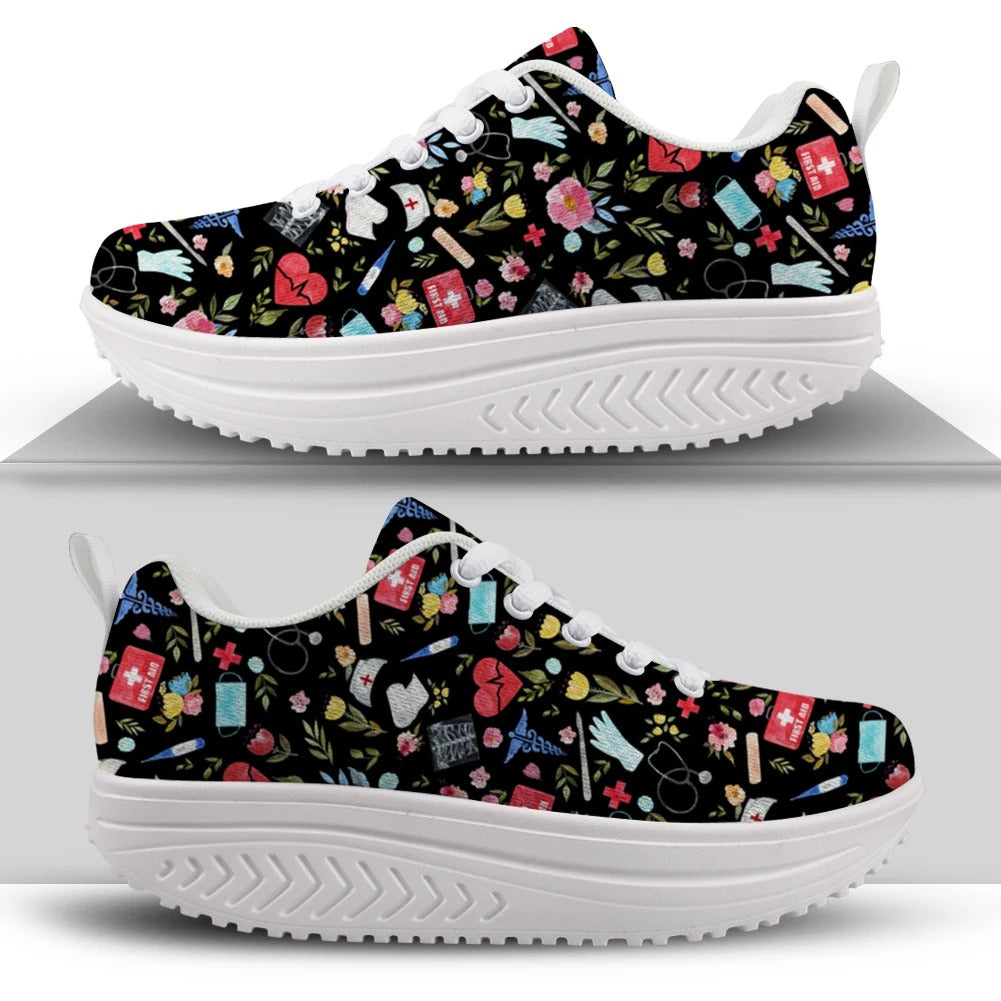 Cute Cartoon Nurse Pattern Running Shoes for Women