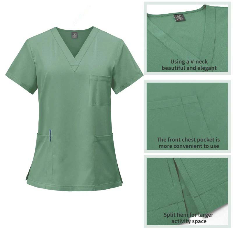 Medical Uniforms Stretch Scrub Tops With Pocket Pants Nurse Uniform