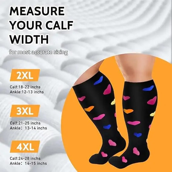 Compression Socks for Women Men Wide Calf Extra Large Knee High Flight Sock for Circulation Support