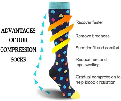 PR 6/7 Pairs Compression Socks Women Men Knee High Sports Socks for Running