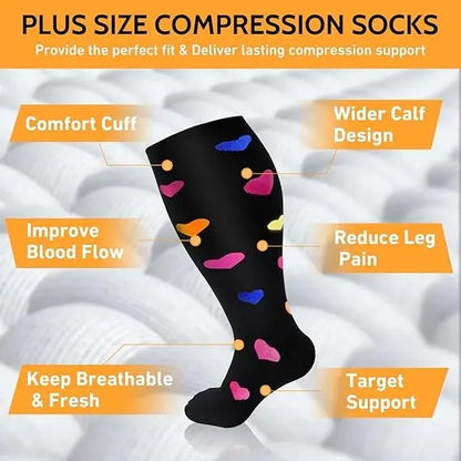 Compression Socks for Women Men Wide Calf Extra Large Knee High Flight Sock for Circulation Support