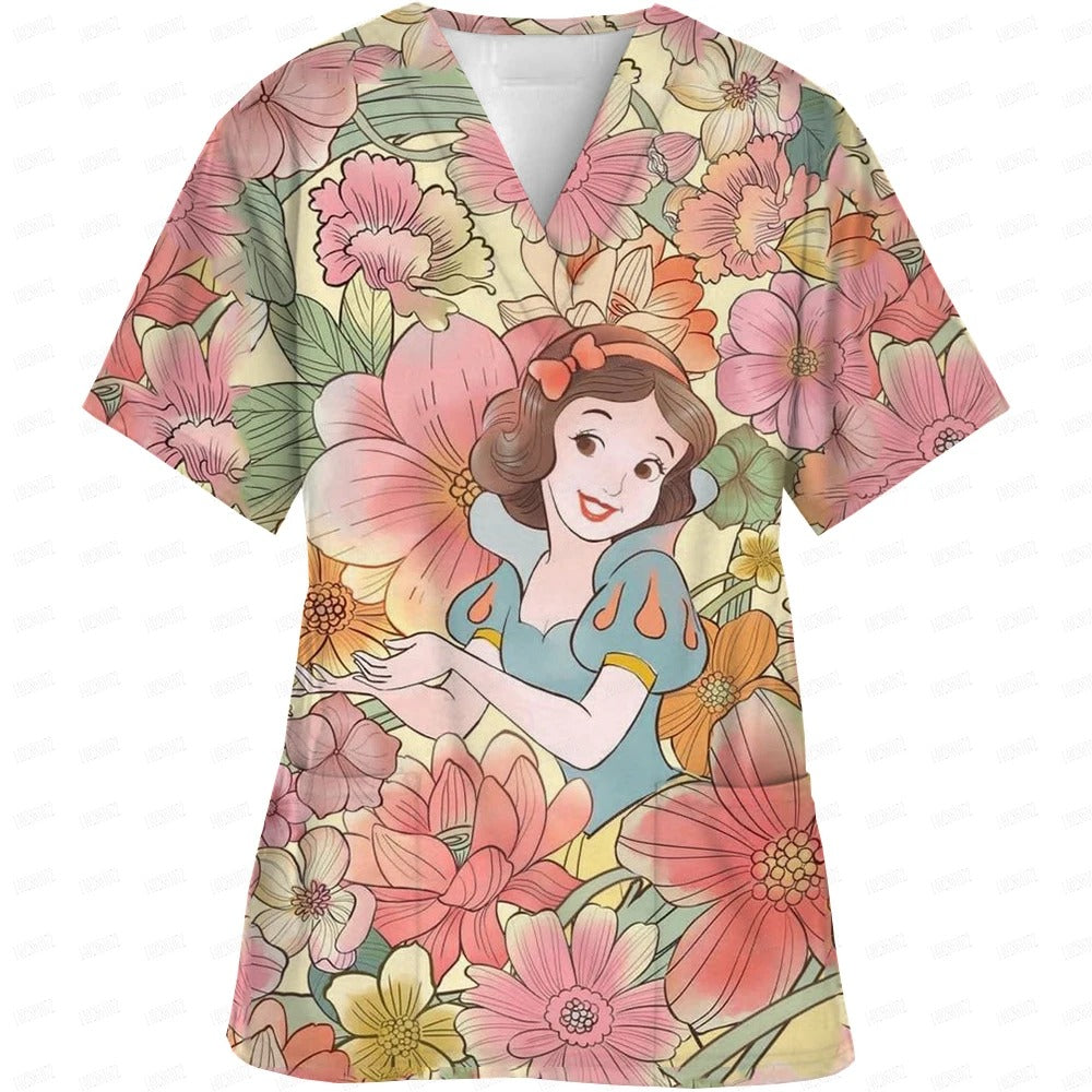 High-quality Disney Print Top Accessories Doctors Medical Uniform Hospital Nurse Beauty Salon Scrubs