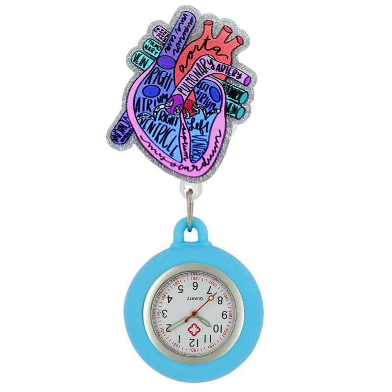 10pcs/Lot Cute Cartoon Shiny Nurse Doctor Pocket Watches Unisex Badge Reel