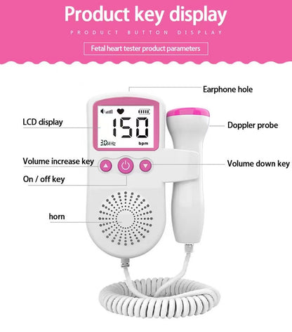 Pocket Fetal Doppler Baby Heart Rate Stethoscope Monitor for Pregnancy