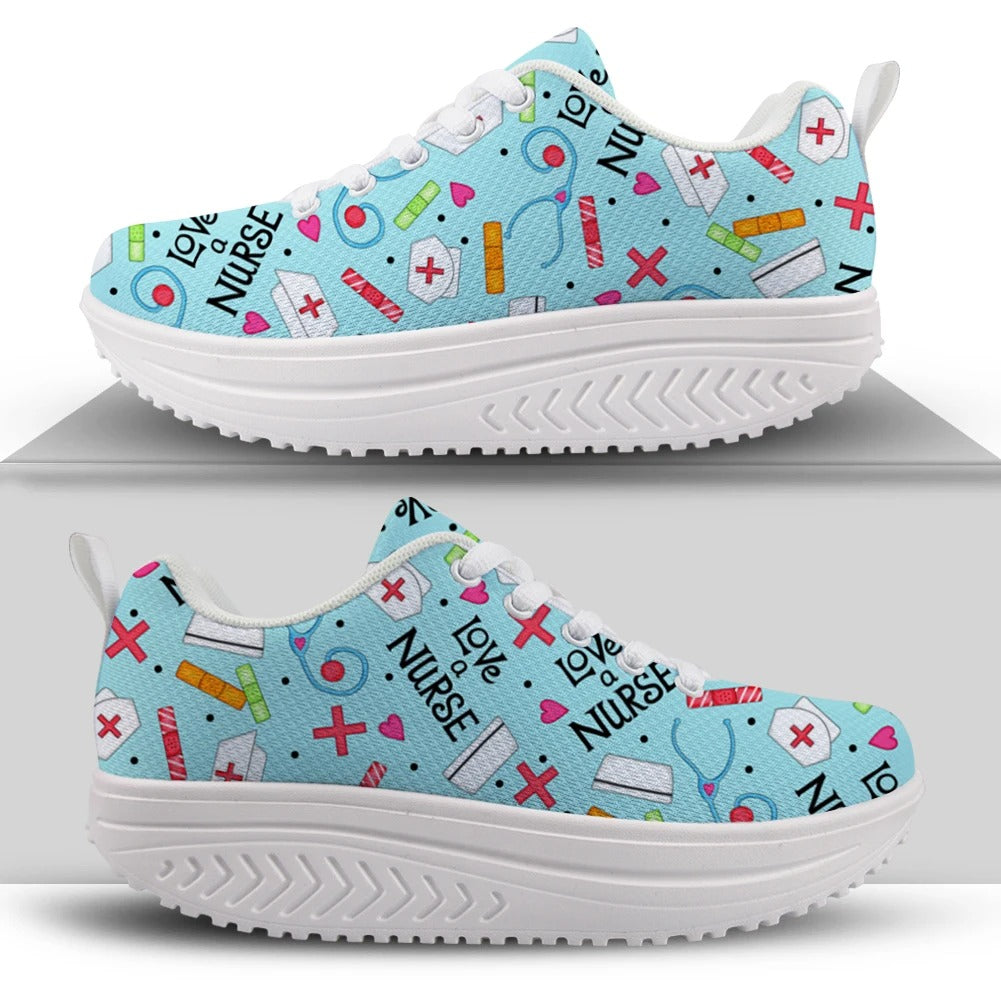 Cute Cartoon Nurse Pattern Running Shoes for Women