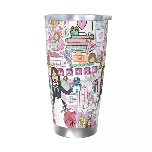 Nurse Pattern Tumbler Vacuum Insulated Thermal Cup Vacuum Flask School Mugs Water Bottle