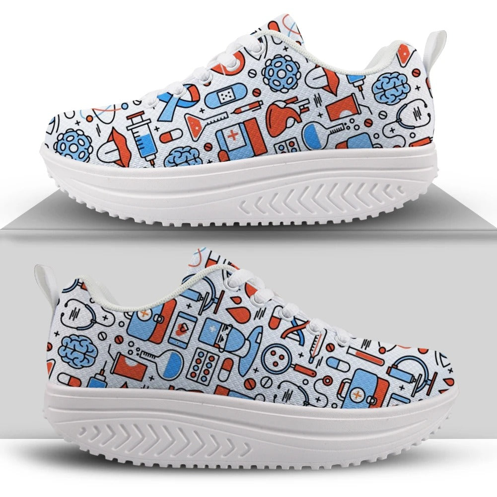 Cute Cartoon Nurse Pattern Running Shoes for Women