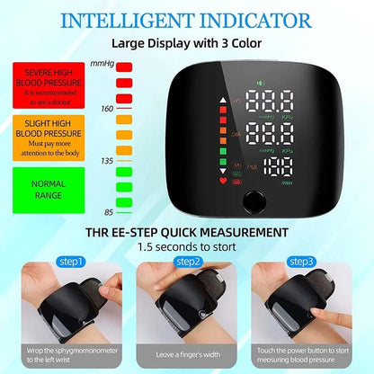 Rechargeable Wrist Sphygmomanometer Blood Pressure Monitor Medical