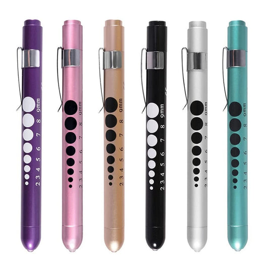 1Pc Reusable LED Medical Penlight Flashlight with Pupil Gauge Pocket Clip Pen