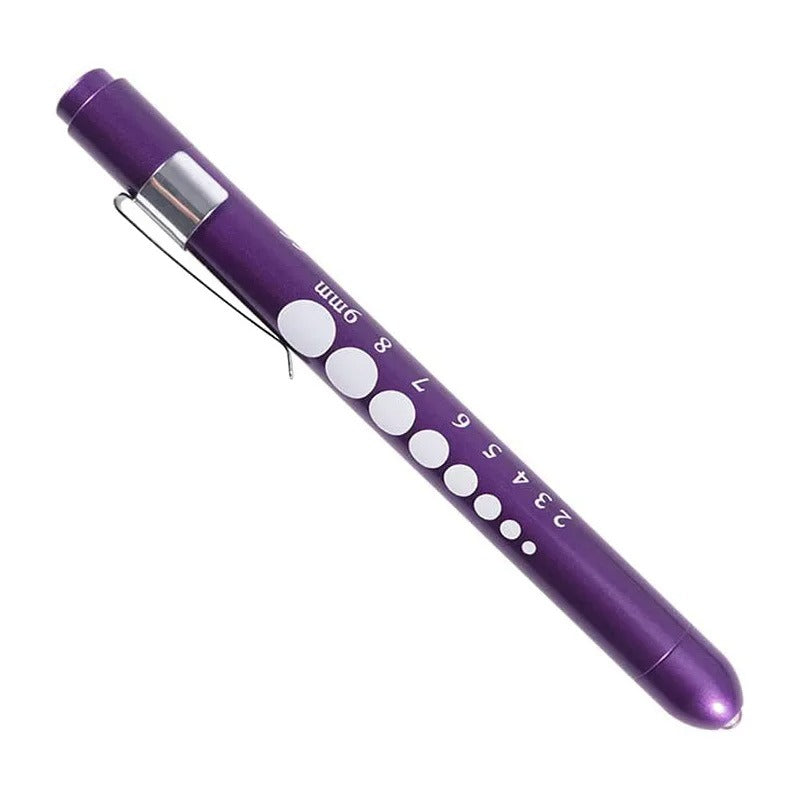 1Pc Reusable LED Medical Penlight Flashlight with Pupil Gauge Pocket Clip Pen